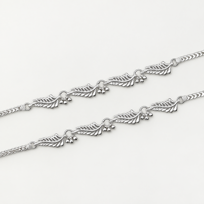 Silver Leaf Pattern Anklet