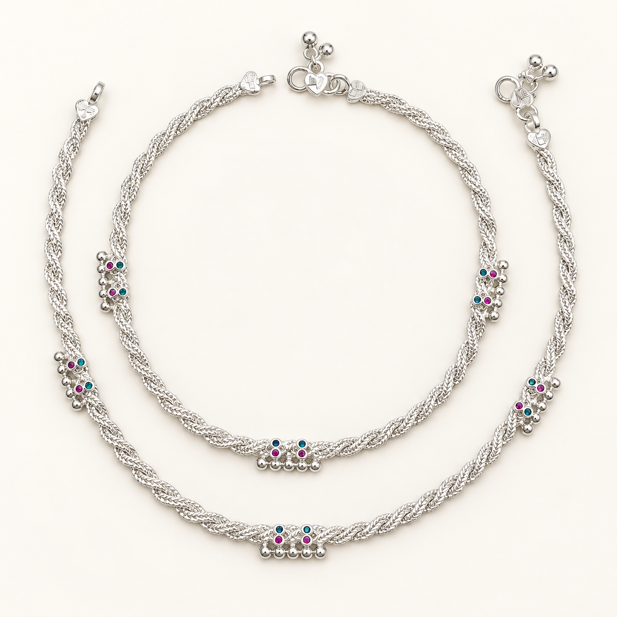 Silver Chotla Payal with Micro stones