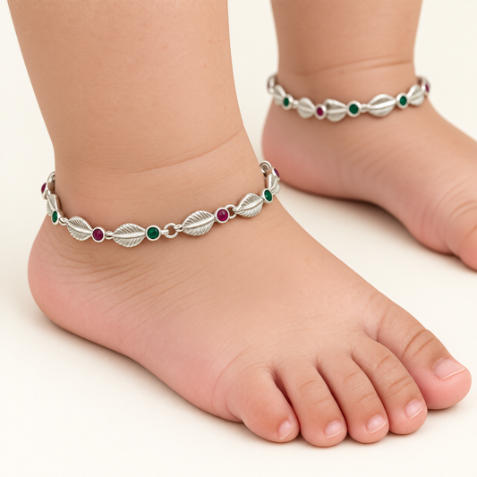 Silver 6.25 inch Stylish Kids Anklet