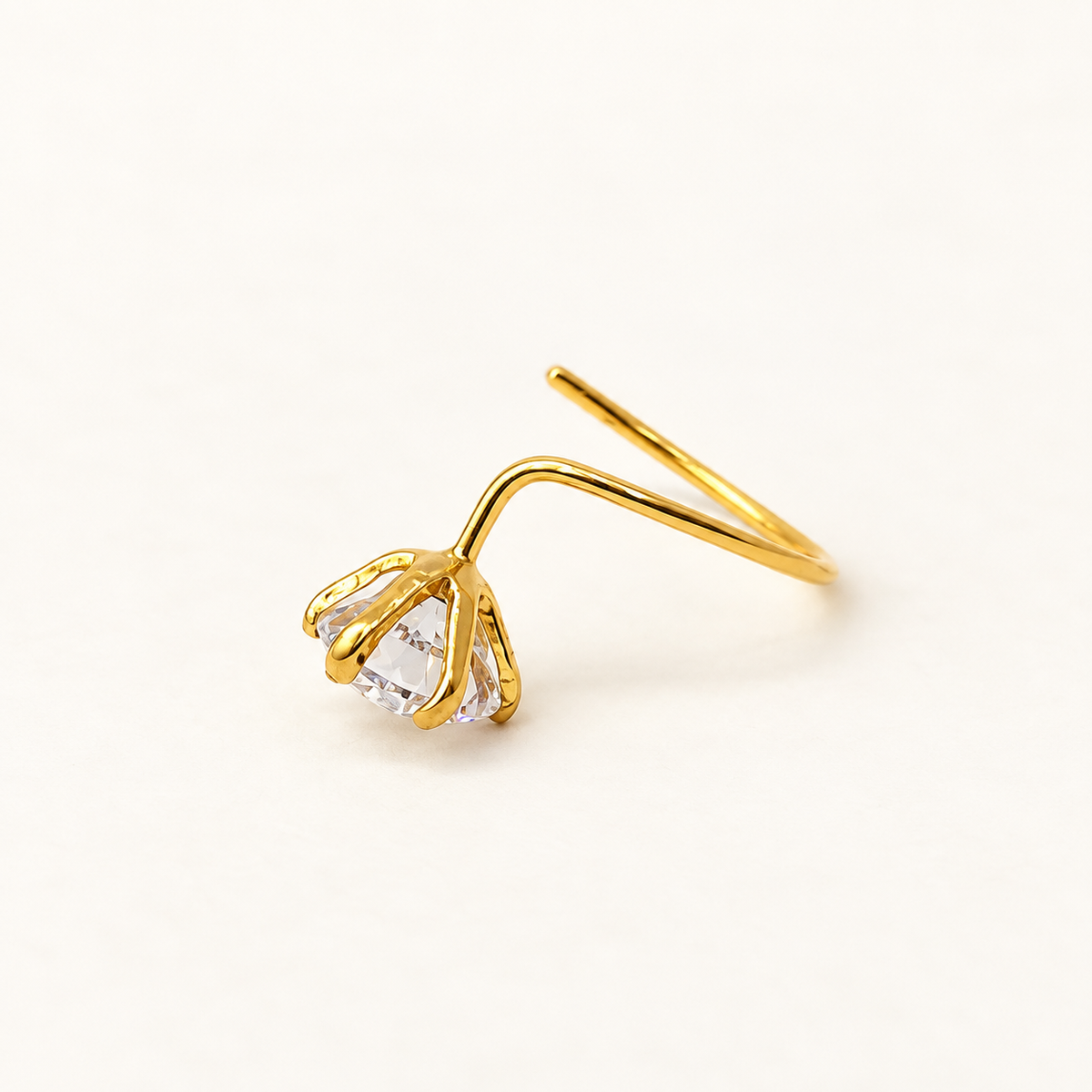 14K Gold Single Stone Nosepin