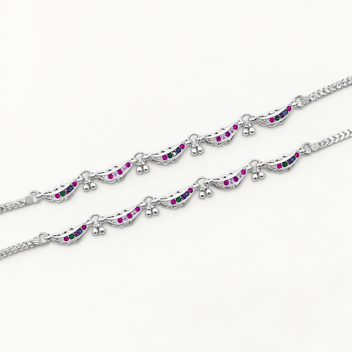 Silver Colour Stone Daily Wear Anklet