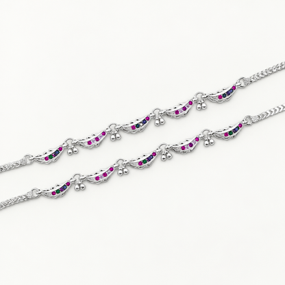 Silver Colour Stone Daily Wear Anklet