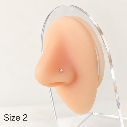 14K Gold Single Stone Nosepin