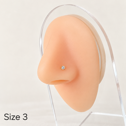 14K Gold Single Stone Nosepin