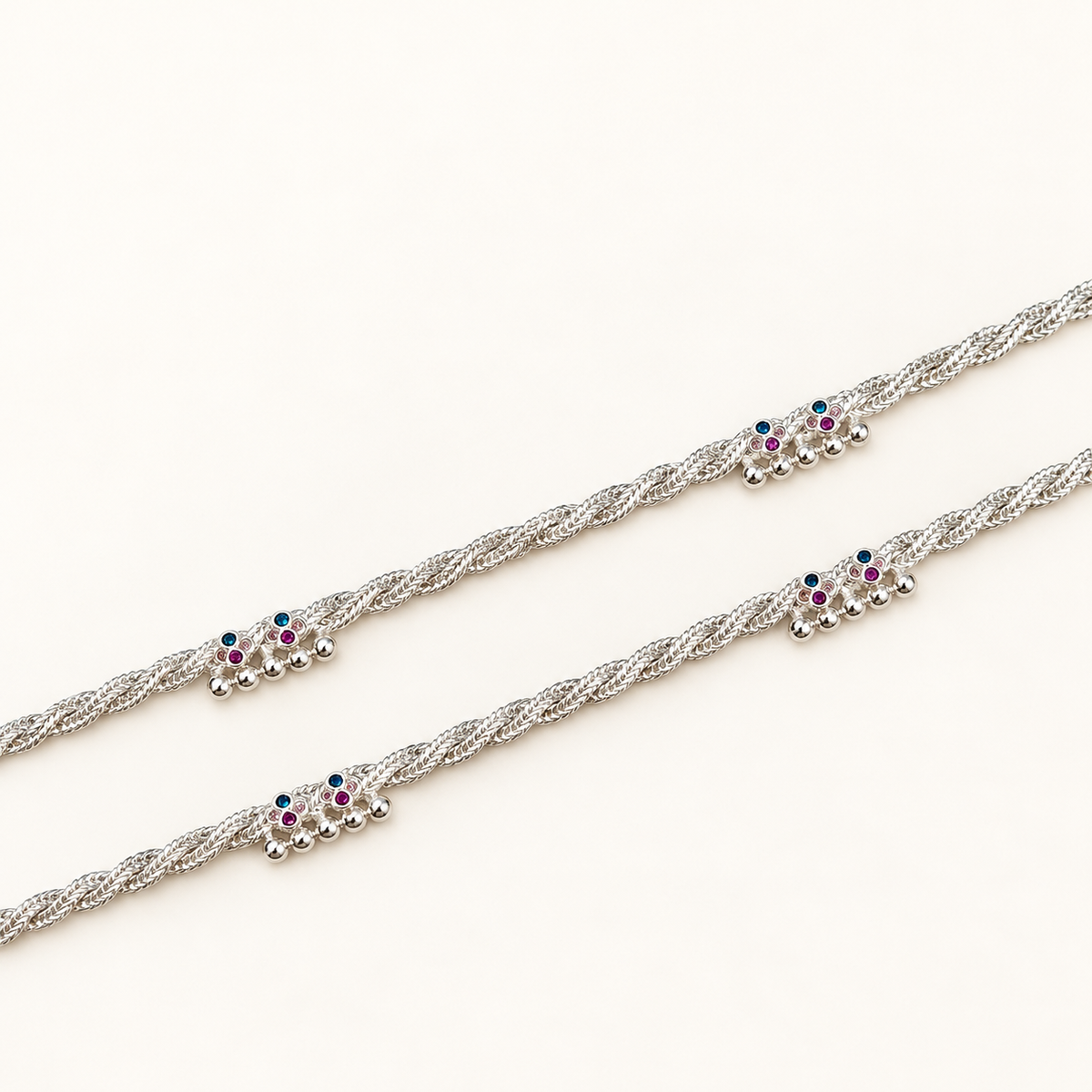 Silver Chotla Payal with Micro stones