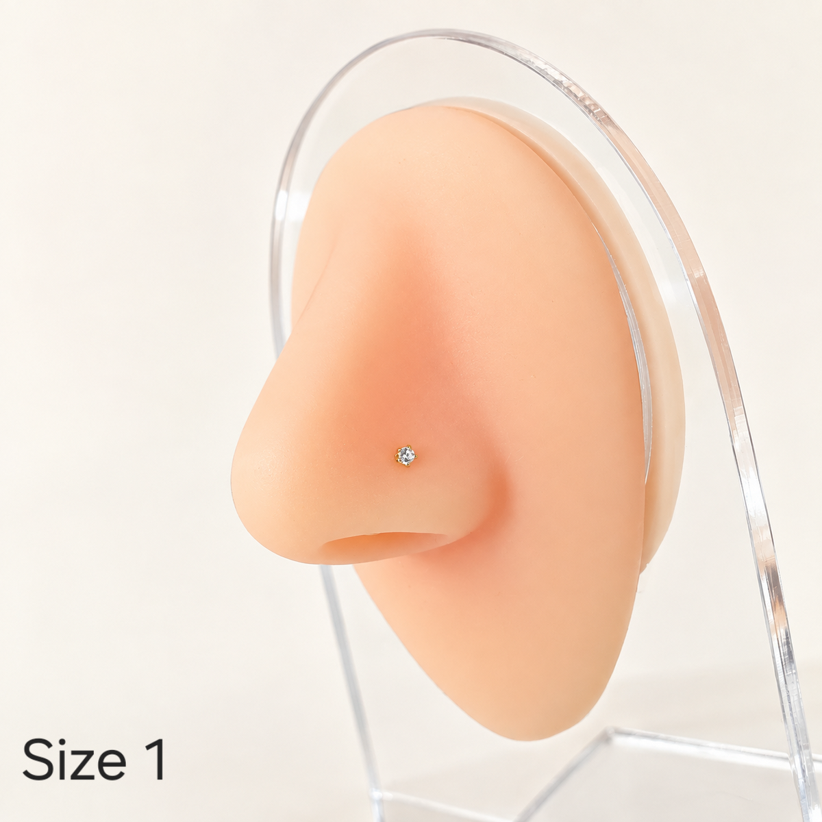 14K Gold Single Stone Nosepin