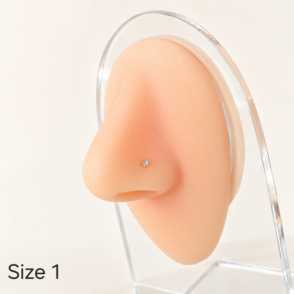 14K Gold Single Stone Nosepin
