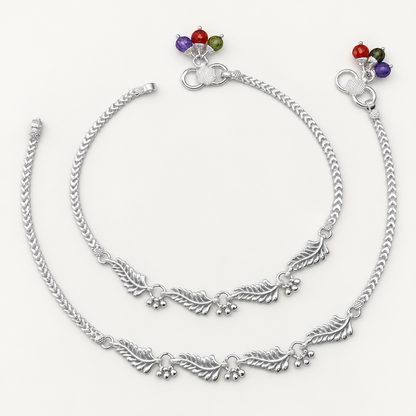 Silver Leaf Pattern Anklet