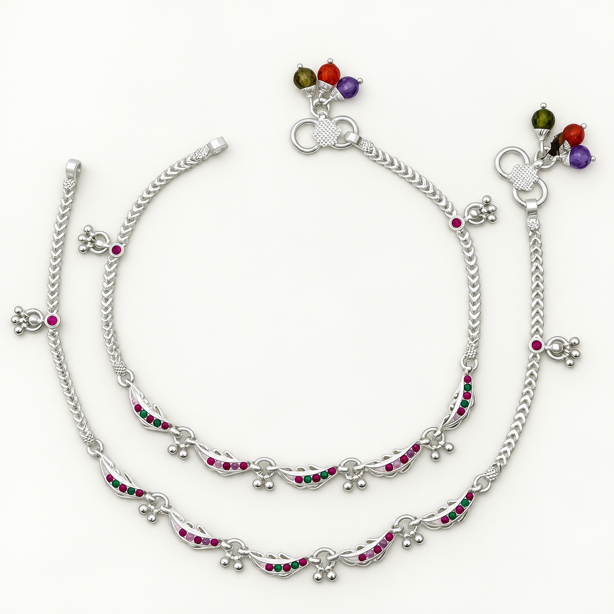 Silver Colour Stone Daily Wear Anklet